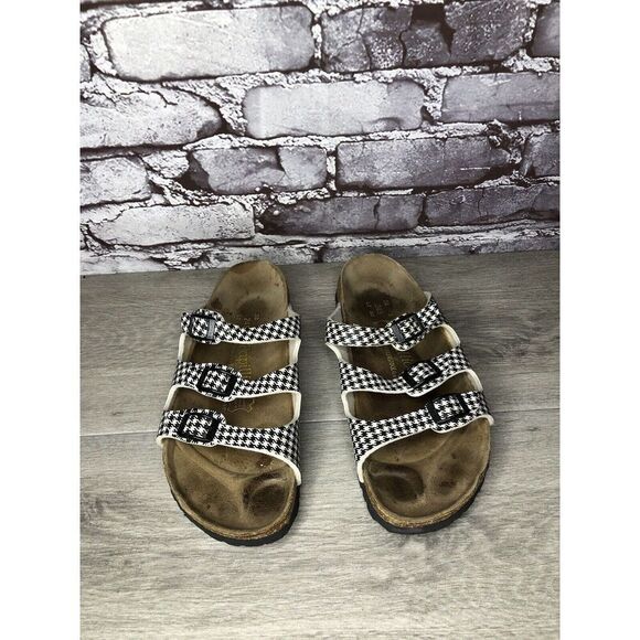 BIRKENSTOCK PAPILLIO Black White Leather Footbed Sandals Women’s Sz 38EU/7.5M US - Picture 11 of 16